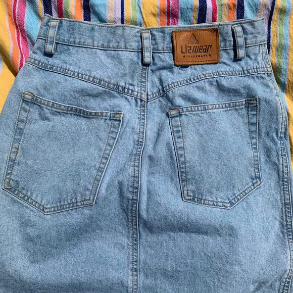 Y2k Denim Skirt with Fringe by Liz Claiborne LizWear Size 10 100% Cotton - Picture 4 of 5